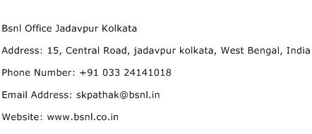 Bsnl Office Jadavpur Kolkata Address Contact Number