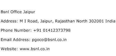 Bsnl Office Jaipur Address Contact Number