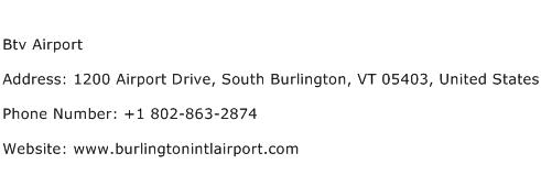 Btv Airport Address Contact Number