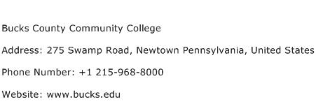 Bucks County Community College Address Contact Number