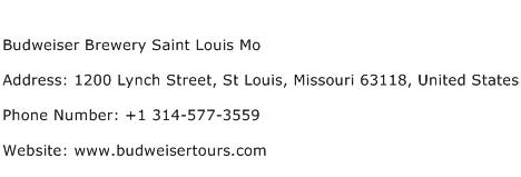 Budweiser Brewery Saint Louis Mo Address Contact Number