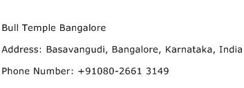 Bull Temple Bangalore Address Contact Number