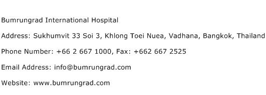 Bumrungrad International Hospital Address Contact Number