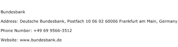 Bundesbank Address Contact Number