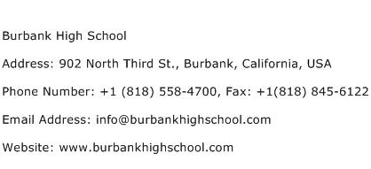 Burbank High School Address Contact Number