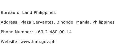Bureau of Land Philippines Address Contact Number