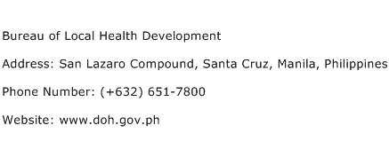 Bureau of Local Health Development Address Contact Number