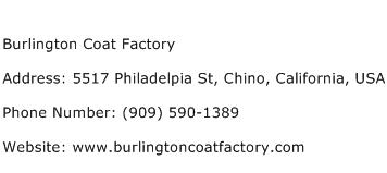 Burlington Coat Factory Address Contact Number