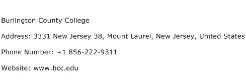 Burlington County College Address Contact Number