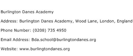 Burlington Danes Academy Address Contact Number