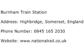 Burnham Train Station Address Contact Number