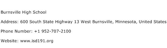 Burnsville High School Address Contact Number
