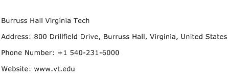 Burruss Hall Virginia Tech Address Contact Number