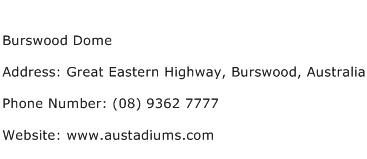 Burswood Dome Address Contact Number