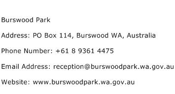 Burswood Park Address Contact Number