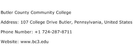 Butler County Community College Address Contact Number