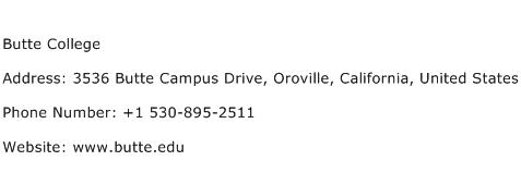Butte College Address Contact Number