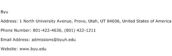 Byu Address Contact Number