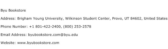 Byu Bookstore Address Contact Number