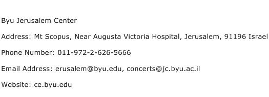 Byu Jerusalem Center Address Contact Number