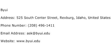 Byui Address Contact Number