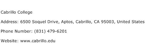 Cabrillo College Address Contact Number