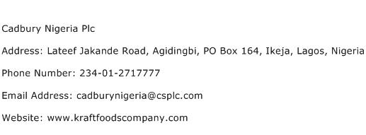 Cadbury Nigeria Plc Address Contact Number