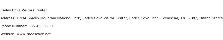 Cades Cove Visitors Center Address Contact Number