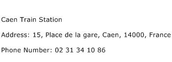 Caen Train Station Address Contact Number