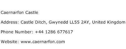 Caernarfon Castle Address Contact Number