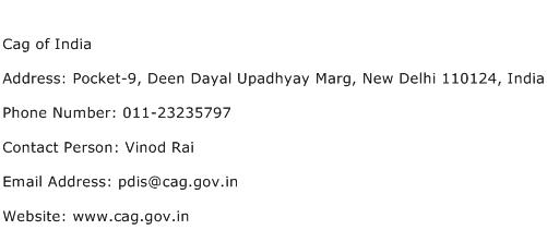 Cag of India Address Contact Number