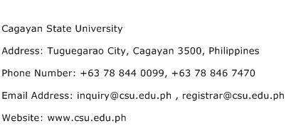 Cagayan State University Address Contact Number