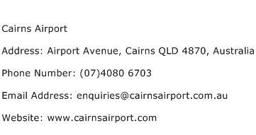 Cairns Airport Address Contact Number