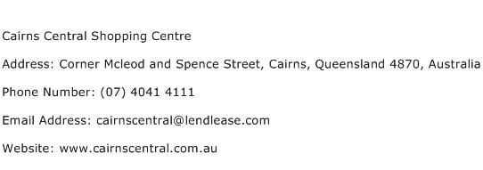 Cairns Central Shopping Centre Address Contact Number