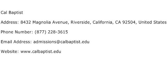 Cal Baptist Address Contact Number