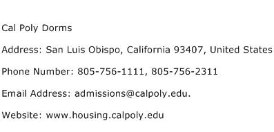 Cal Poly Dorms Address Contact Number