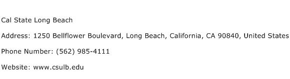 Cal State Long Beach Address Contact Number