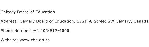Calgary Board of Education Address Contact Number