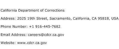 California Department of Corrections Address Contact Number