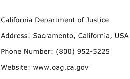 California Department of Justice Address Contact Number
