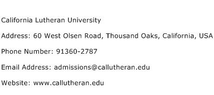 California Lutheran University Address Contact Number