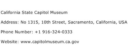 California State Capitol Museum Address Contact Number