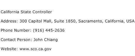 California State Controller Address Contact Number
