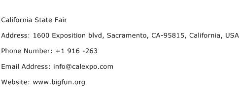 California State Fair Address Contact Number
