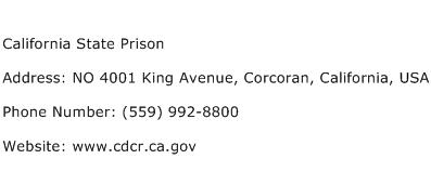 California State Prison Address Contact Number