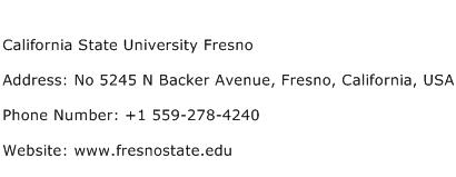 California State University Fresno Address Contact Number