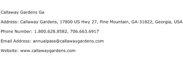 Callaway Gardens Ga Address Contact Number
