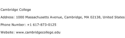 Cambridge College Address Contact Number