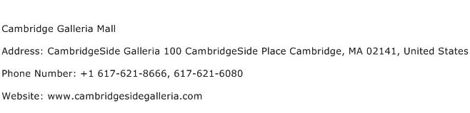 Cambridge Galleria Mall Address Contact Number