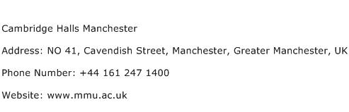 Cambridge Halls Manchester Address Contact Number